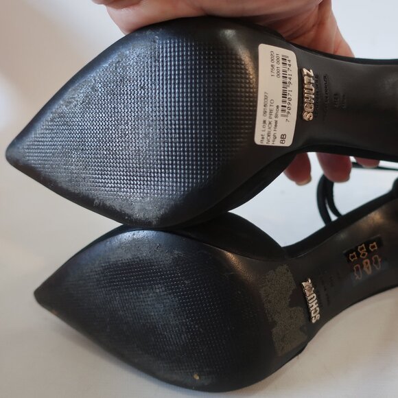 Womens Schutz Irma Black Suede Pointy Ankle Strap Stiletto Heel Pumps 8 - Picture 11 of 16